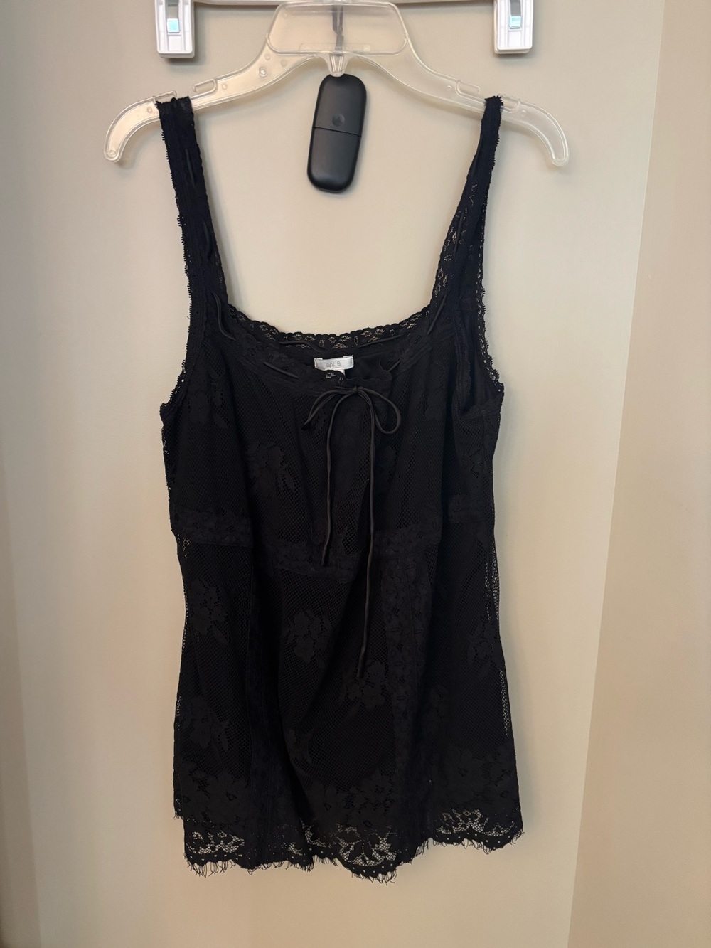 Apt. 9 Black Lace Camisole with Tie Front